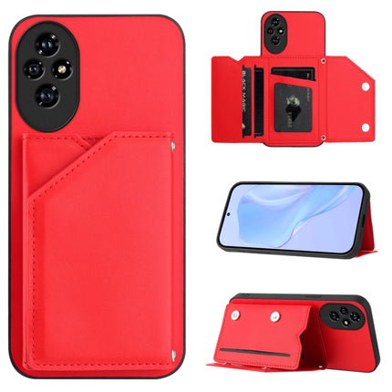 Skin Feel Four Card Slots Phone Case with Wrist Strap, For Honor X6b, For Honor 200, For Honor 200 Pro, For Honor 200 Lite 5G