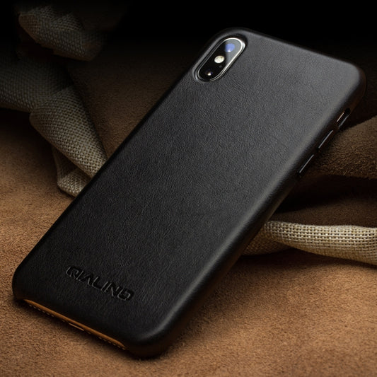 QIALINO Shockproof Cowhide Leather Protective Case, For iPhone XR, For iPhone XS Max