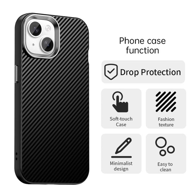 Carbon Fiber Series IMD Phone Case, For iPhone 15 Plus, For iPhone 15, For iPhone 14 Plus, For iPhone 14, For iPhone 14 Pro, For iPhone 14 Pro Max