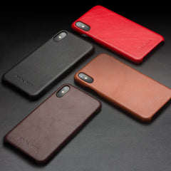 For iPhone X / XS QIALINO Shockproof Cowhide Leather Protective Case