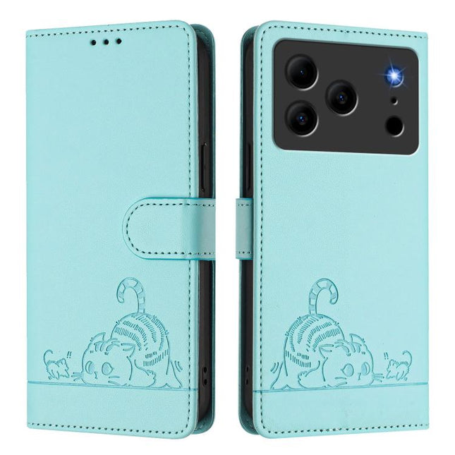 Cat Rat Embossed Pattern RFID Leather Phone Case with Lanyard, For Doogee Note 56 / Note 56 Pro, For Doogee N60 Pro, For Doogee Note 59 5G / Note 59 Pro, For Doogee N55 Plus