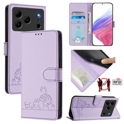 Cat Rat Embossed Pattern RFID Leather Phone Case with Lanyard, For Doogee Note 56 / Note 56 Pro, For Doogee N60 Pro, For Doogee Note 59 5G / Note 59 Pro, For Doogee N55 Plus