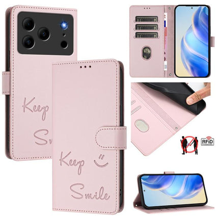 Smile Embossing RFID Leather Phone Case, For Doogee Note 56 / Note 56 Pro, For Doogee N60 Pro, For Doogee Note 59 / Note 59 Pro, For Doogee N55 Plus