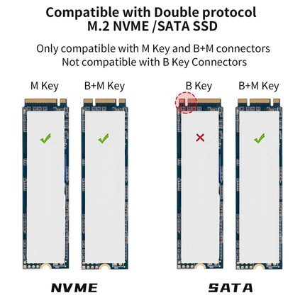 Onten UCA322+ 10Gbps M.2 M-key NVMe NGFF SSD Enclosure, Onten UCA322+