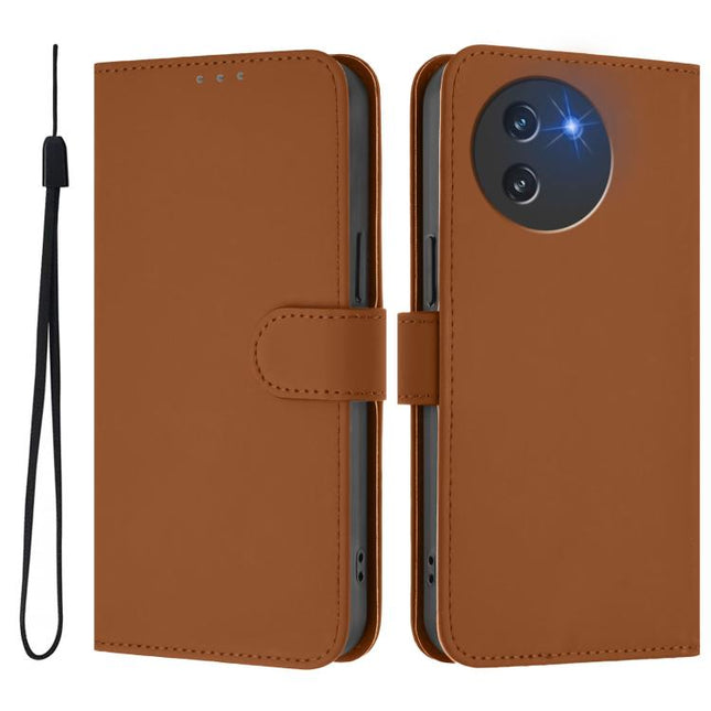 Skin Feel Solid Color Leather Phone Case with Lanyard, For Doogee Note 59 / Note 59 Pro