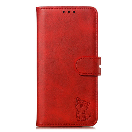 Horizontale Klapphülle aus Leder mit geprägtem „Happy Cat“-Muster, Halter, Kartenfächern, Geldbörse und Bilderrahmen, für iPhone 12/12 Pro, für iPhone 12 Pro Max