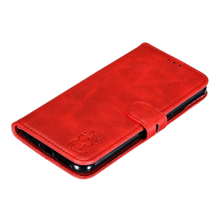 Horizontale Klapphülle aus Leder mit geprägtem „Happy Cat“-Muster, Halter, Kartenfächern, Geldbörse und Bilderrahmen, für iPhone 12/12 Pro, für iPhone 12 Pro Max