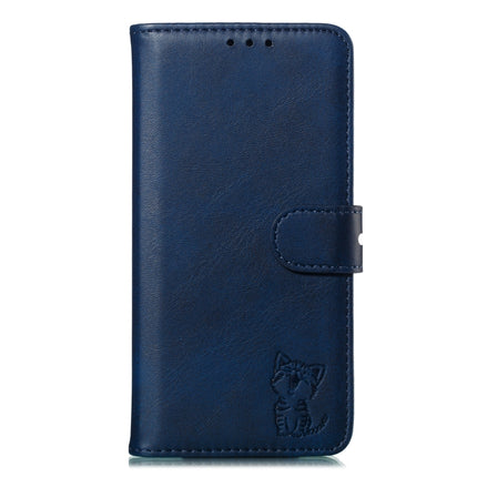 Horizontale Klapphülle aus Leder mit geprägtem „Happy Cat“-Muster, Halter, Kartenfächern, Geldbörse und Bilderrahmen, für iPhone 12/12 Pro, für iPhone 12 Pro Max