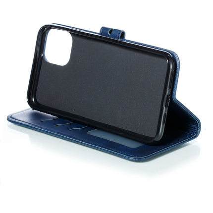 Horizontale Klapphülle aus Leder mit geprägtem „Happy Cat“-Muster, Halter, Kartenfächern, Geldbörse und Bilderrahmen, für iPhone 12/12 Pro, für iPhone 12 Pro Max