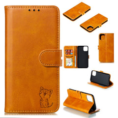 Embossed Happy Cat Pattern Horizontal Flip Leather Case with Holder & Card Slots & Wallet & Photo Frame, For Samsung Galaxy A21s, For Samsung Galaxy A71 5G, For Samsung Galaxy Note20, For Samsung Galaxy Note20 Ultra, For iPhone 12 mini