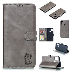 Embossed Happy Cat Pattern Horizontal Flip Leather Case with Holder & Card Slots & Wallet & Photo Frame, For Samsung Galaxy A21s, For Samsung Galaxy A71 5G, For Samsung Galaxy Note20, For Samsung Galaxy Note20 Ultra, For iPhone 12 mini