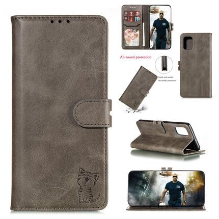 Embossed Happy Cat Pattern Horizontal Flip Leather Case with Holder & Card Slots & Wallet & Photo Frame, For Samsung Galaxy A21s, For Samsung Galaxy A71 5G, For Samsung Galaxy Note20, For Samsung Galaxy Note20 Ultra