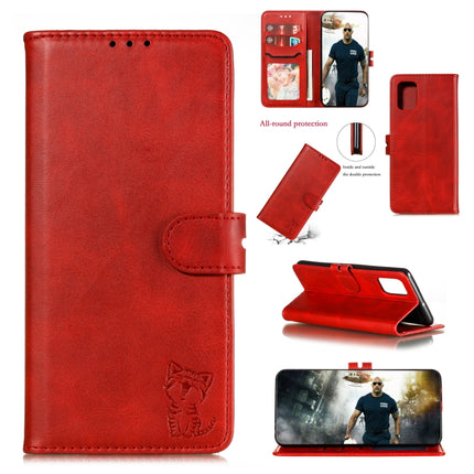 Embossed Happy Cat Pattern Horizontal Flip Leather Case with Holder & Card Slots & Wallet & Photo Frame, For Samsung Galaxy A21s, For Samsung Galaxy A71 5G, For Samsung Galaxy Note20, For Samsung Galaxy Note20 Ultra
