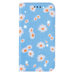 Glitzernde, magnetische horizontale Flip-Lederhülle mit Daisy-Motiv, mit Halterung, Kartenfächern und Bilderrahmen, für Samsung Galaxy Note20, für Samsung Galaxy Note20 Ultra, für iPhone 12 Pro Max, für iPhone 12/12 Pro, für iPhone 12 mini