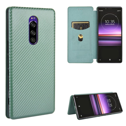 Carbon Fiber Texture Magnetic Horizontal Flip TPU + PC + PU Leather Case with Card Slot, For Sony Xperia Ace, For Sony Xperia 1 II, For Sony Xperia 1, For Sony Xperia 5