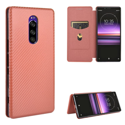 Carbon Fiber Texture Magnetic Horizontal Flip TPU + PC + PU Leather Case with Card Slot, For Sony Xperia Ace, For Sony Xperia 1 II, For Sony Xperia 1, For Sony Xperia 5