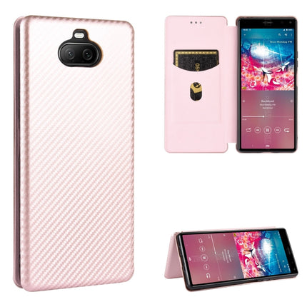 Carbon Fiber Texture Magnetic Horizontal Flip TPU + PC + PU Leather Case with Card Slot, For Sony Xperia 8 Lite, For Sony Xperia 8, For Sony Xperia 10 II, For Sony Xperia L4