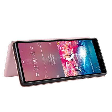 Carbon Fiber Texture Magnetic Horizontal Flip TPU + PC + PU Leather Case with Card Slot, For Sony Xperia 8 Lite, For Sony Xperia 8, For Sony Xperia 10 II, For Sony Xperia L4