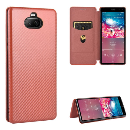 Carbon Fiber Texture Magnetic Horizontal Flip TPU + PC + PU Leather Case with Card Slot, For Sony Xperia 8 Lite, For Sony Xperia 8, For Sony Xperia 10 II, For Sony Xperia L4