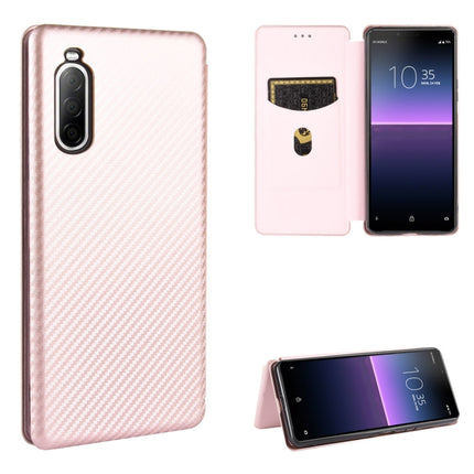 Carbon Fiber Texture Magnetic Horizontal Flip TPU + PC + PU Leather Case with Card Slot, For Sony Xperia 8 Lite, For Sony Xperia 8, For Sony Xperia 10 II, For Sony Xperia L4