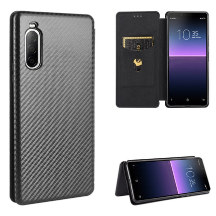 Carbon Fiber Texture Magnetic Horizontal Flip TPU + PC + PU Leather Case with Card Slot, For Sony Xperia 8 Lite, For Sony Xperia 8, For Sony Xperia 10 II, For Sony Xperia L4