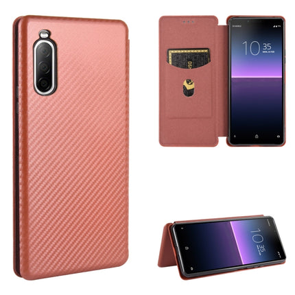 Carbon Fiber Texture Magnetic Horizontal Flip TPU + PC + PU Leather Case with Card Slot, For Sony Xperia 8 Lite, For Sony Xperia 8, For Sony Xperia 10 II, For Sony Xperia L4