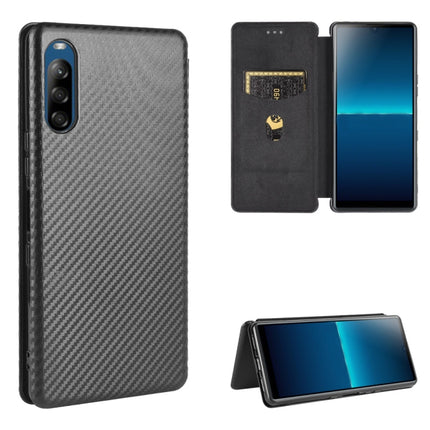 Carbon Fiber Texture Magnetic Horizontal Flip TPU + PC + PU Leather Case with Card Slot, For Sony Xperia 8 Lite, For Sony Xperia 8, For Sony Xperia 10 II, For Sony Xperia L4