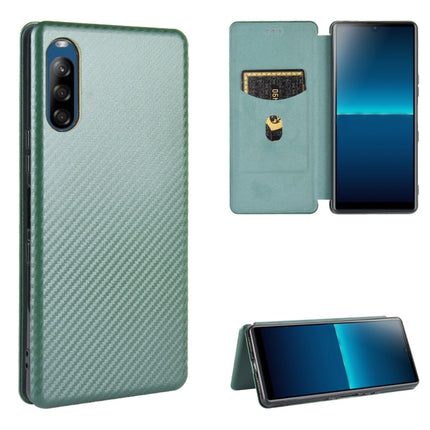 Carbon Fiber Texture Magnetic Horizontal Flip TPU + PC + PU Leather Case with Card Slot, For Sony Xperia 8 Lite, For Sony Xperia 8, For Sony Xperia 10 II, For Sony Xperia L4