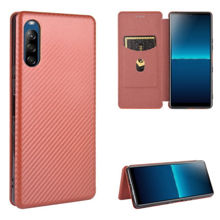 Carbon Fiber Texture Magnetic Horizontal Flip TPU + PC + PU Leather Case with Card Slot, For Sony Xperia 8 Lite, For Sony Xperia 8, For Sony Xperia 10 II, For Sony Xperia L4