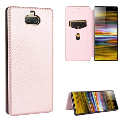 Carbon Fiber Texture Magnetic Horizontal Flip TPU + PC + PU Leather Case with Card Slot, For Sony Xperia 10 Plus, For Sony Xperia 10, For Sony Xperia XZ3