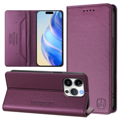 RC01 Dual-Folded Magnetic Suction RFID Leather Phone Case, For iPhone 17, For iPhone Air, For iPhone 16 Pro Max