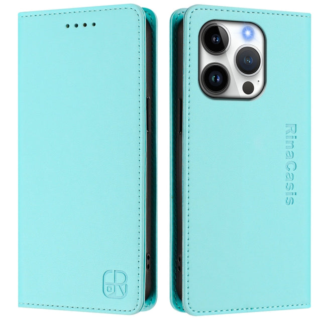 RC01 Dual-Folded Magnetic Suction RFID Leather Phone Case, For iPhone 16 Pro, For iPhone 16 Plus, For iPhone 16