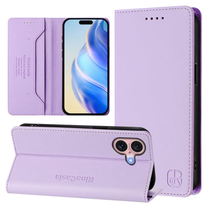 RC01 Dual-Folded Magnetic Suction RFID Leather Phone Case, For iPhone 16 Pro, For iPhone 16 Plus, For iPhone 16
