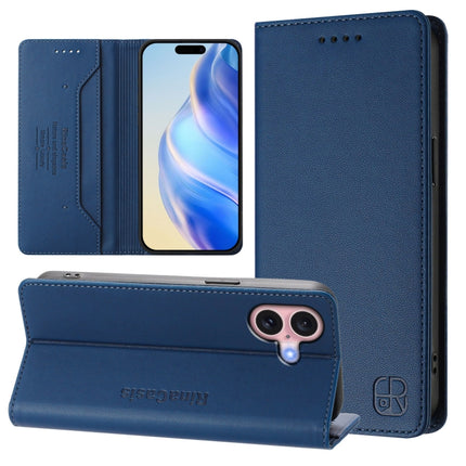 RC01 Dual-Folded Magnetic Suction RFID Leather Phone Case, For iPhone 16 Pro, For iPhone 16 Plus, For iPhone 16