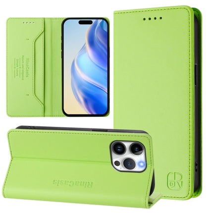 RC01 Dual-Folded Magnetic Suction RFID Leather Phone Case, For iPhone 15 Pro Max, For iPhone 15 Pro, For iPhone 15 Plus