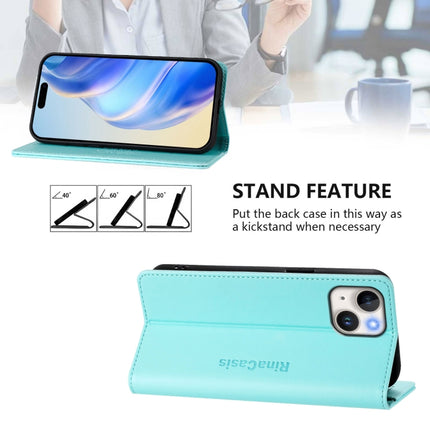 RC01 Dual-Folded Magnetic Suction RFID Leather Phone Case, For iPhone 15, For iPhone 14 Plus, For iPhone 14 / 13