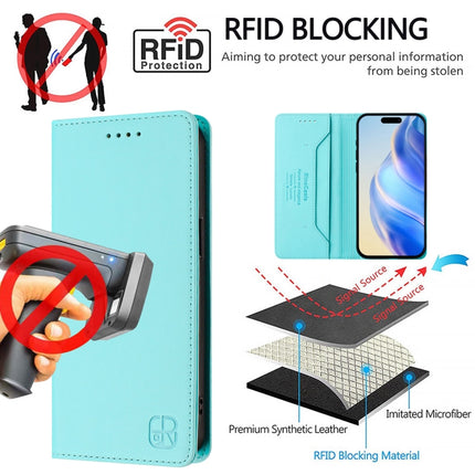 RC01 Dual-Folded Magnetic Suction RFID Leather Phone Case, For iPhone 15, For iPhone 14 Plus, For iPhone 14 / 13