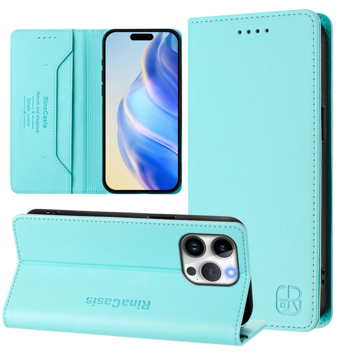 RC01 Dual-Folded Magnetic Suction RFID Leather Phone Case, For iPhone 13 Pro Max, For iPhone 13 Pro, For iPhone 13 mini