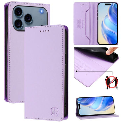 RC01 Dual-Folded Magnetic Suction RFID Leather Phone Case, For iPhone 17e / 16e, For iPhone 17 Pro Max, For iPhone 17 Pro