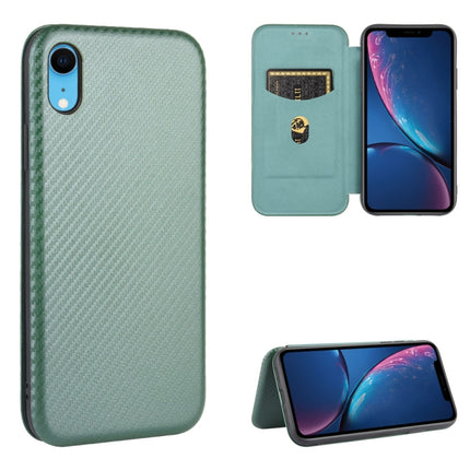 Magnetische Horizontal-Flip-Hülle aus TPU + PC + PU-Leder mit Kohlefaserstruktur und Kartensteckplatz für das iPhone X / XS