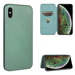 Carbon Fiber Texture Magnetic Horizontal Flip TPU + PC + PU Leather Case with Card Slot, For iPhone 12 / 12 Pro, For iPhone 12 Pro Max, For iPhone 7 / 8 / SE 2020 / SE 2022, For iPhone 7 Plus / 8 Plus, For iPhone XR, For iPhone XS Max