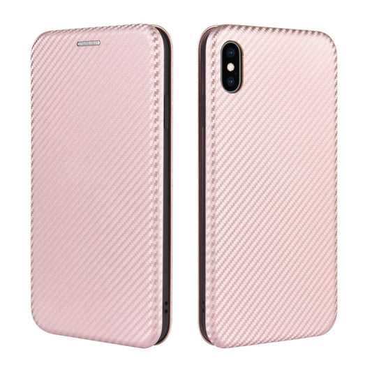 Carbon Fiber Texture Magnetic Horizontal Flip TPU + PC + PU Leather Case with Card Slot, For iPhone X / XS