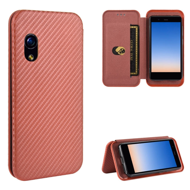 Carbon Fiber Texture Magnetic Horizontal Flip TPU + PC + PU Leather Case with Card Slot, For Kyocera Basio 4 KYV47, For Kyocera DIGNO BX, For Kyocera Katan Sumaho 2 (A001KC), For Rakuten mini