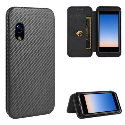 Carbon Fiber Texture Magnetic Horizontal Flip TPU + PC + PU Leather Case with Card Slot, For Kyocera Basio 4 KYV47, For Kyocera DIGNO BX, For Kyocera Katan Sumaho 2 (A001KC), For Rakuten mini