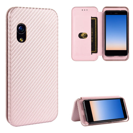 Carbon Fiber Texture Magnetic Horizontal Flip TPU + PC + PU Leather Case with Card Slot, For Kyocera Basio 4 KYV47, For Kyocera DIGNO BX, For Kyocera Katan Sumaho 2 (A001KC), For Rakuten mini