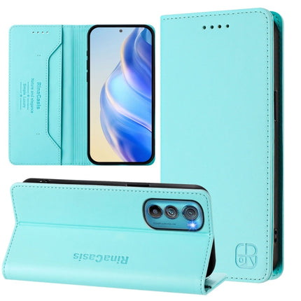 RC01 Dual-Folded Magnetic Suction RFID Leather Phone Case, For Motorola Edge 30 Neo, For Motorola Edge 2022 / Edge 5G UW 2022, For Motorola Edge 30