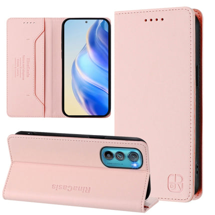 RC01 Dual-Folded Magnetic Suction RFID Leather Phone Case, For Motorola Edge 30 Neo, For Motorola Edge 2022 / Edge 5G UW 2022, For Motorola Edge 30