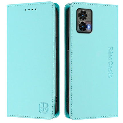 RC01 Dual-Folded Magnetic Suction RFID Leather Phone Case, For Motorola Edge 30 Neo, For Motorola Edge 2022 / Edge 5G UW 2022, For Motorola Edge 30