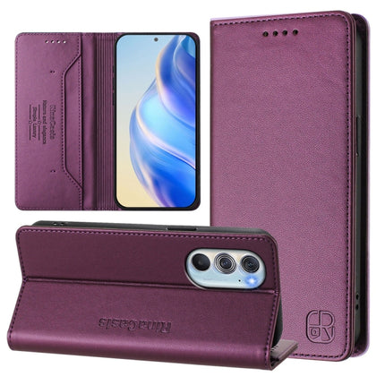 RC01 Dual-Folded Magnetic Suction RFID Leather Phone Case, For Motorola Edge 30 Pro / Edge X30, For Motorola Edge S30 / Moto G200 5G