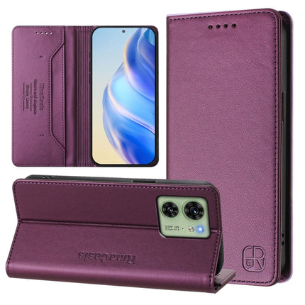 RC01 Dual-Folded Magnetic Suction RFID Leather Phone Case, For Motorola Edge 40 / Edge 2023 US, For Motorola Edge 40 Neo, For Motorola Edge+ 2023 / Edge 40 Pro